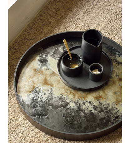 Organic Black Glass Tray - Round - S