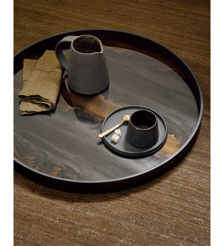 Organic Bronze Glass Tray - Round - L