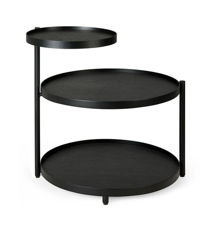 Swivel Tray Side Table Frame - Varnished Black Wood