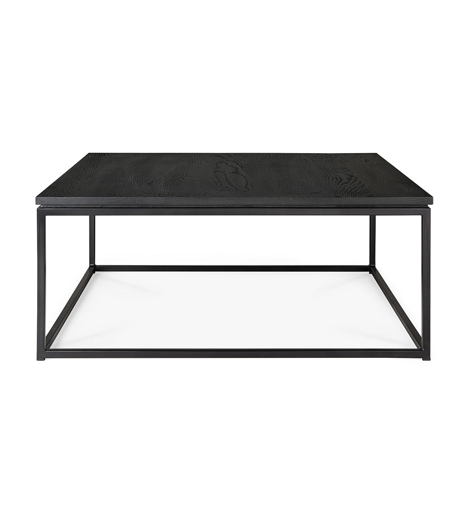 Oak Thin Black Coffee Table - Square