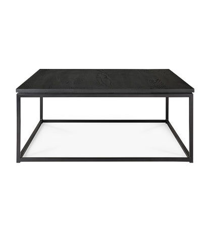 Oak Thin Black Coffee Table - Square