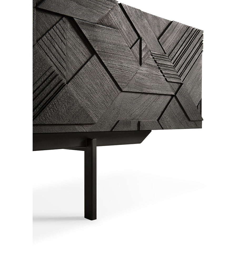 Graphic TV Cupboard - Teak Black - 2 Drawers