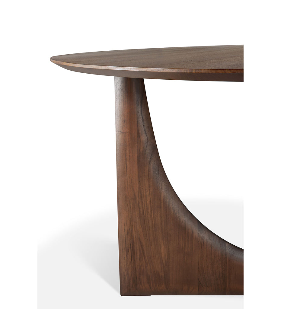 Geometric Dining Table - Varnished Brown Teak - Round - 59 in.