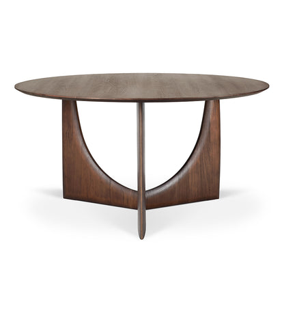 Geometric Dining Table - Varnished Brown Teak - Round - 59 in.