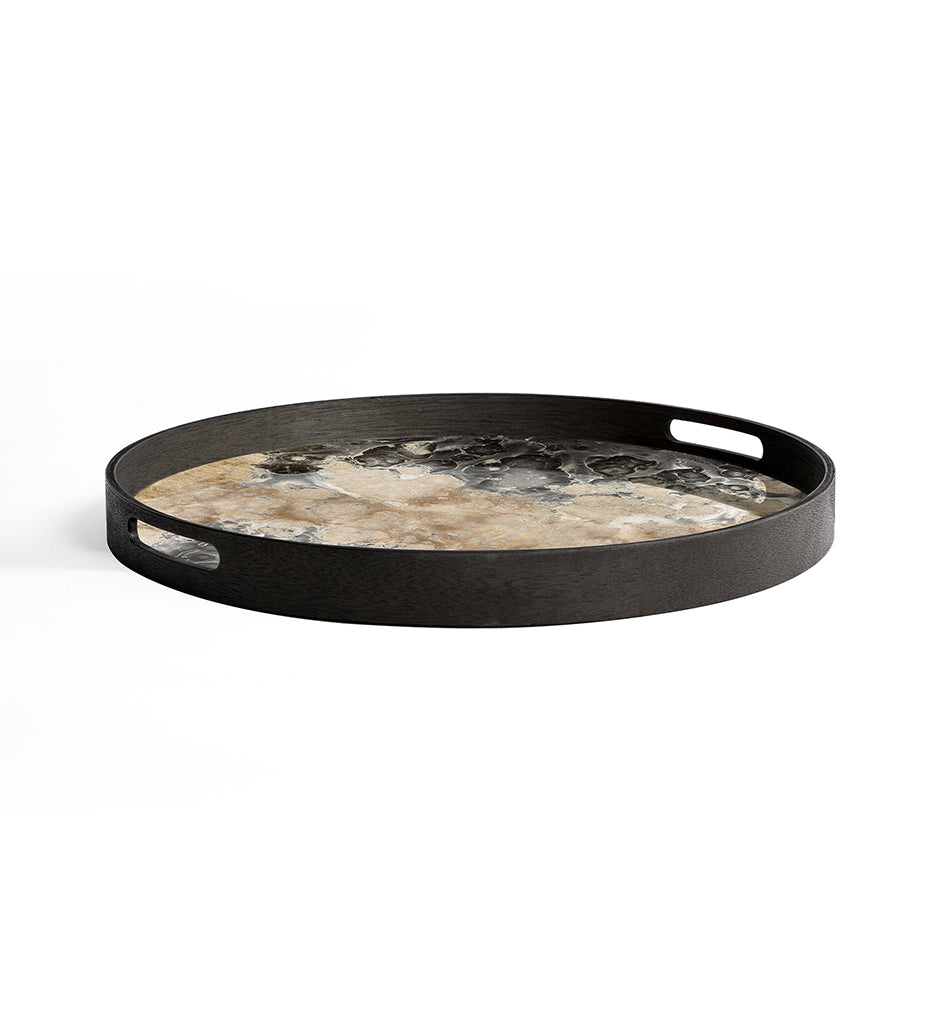 Organic Black Glass Tray - Round - S