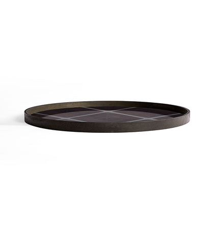 Linear Squares Glass Tray - Slate - Round - XL