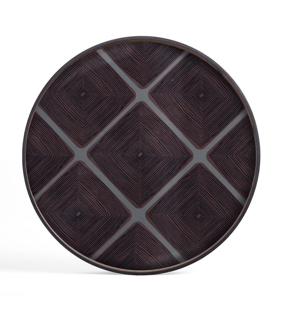 Linear Squares Glass Tray - Slate - Round - XL