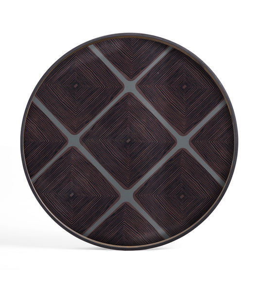 Linear Squares Glass Tray - Slate - Round - XL