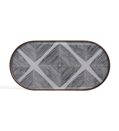 Linear Squares Glass Tray - Slate - Oblong - M