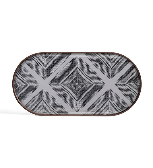 Linear Squares Glass Tray - Slate - Oblong - M