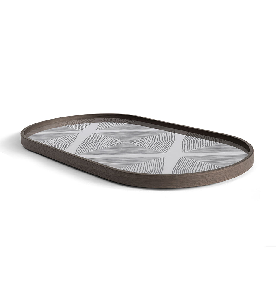 Linear Squares Glass Tray - Slate - Oblong - M