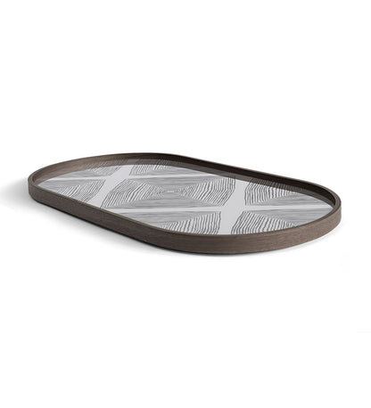 Linear Squares Glass Tray - Slate - Oblong - M