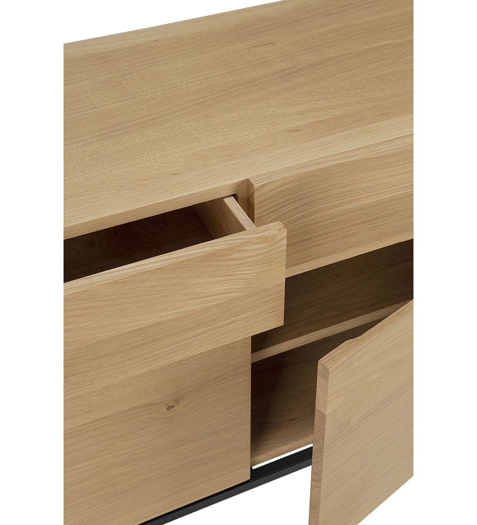 Oak Ligna Sideboard - Black Metal - 3 Doors