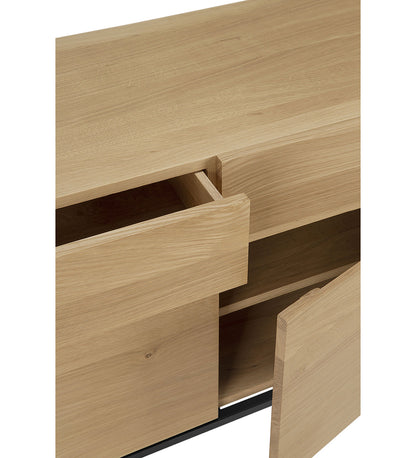 Oak Ligna Sideboard - Black Metal - 2 Doors