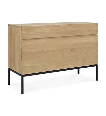 Oak Ligna Sideboard - Black Metal - 2 Doors