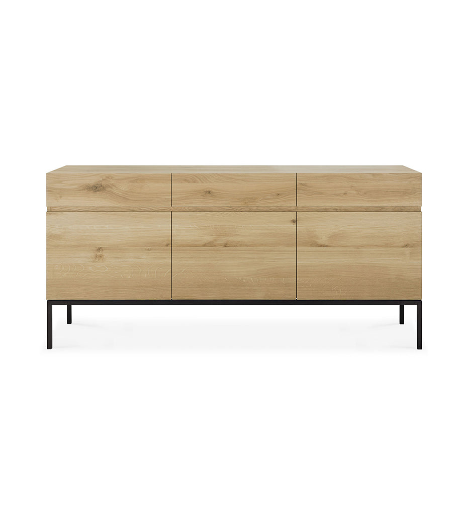 Oak Ligna Sideboard - Black Metal - 3 Doors