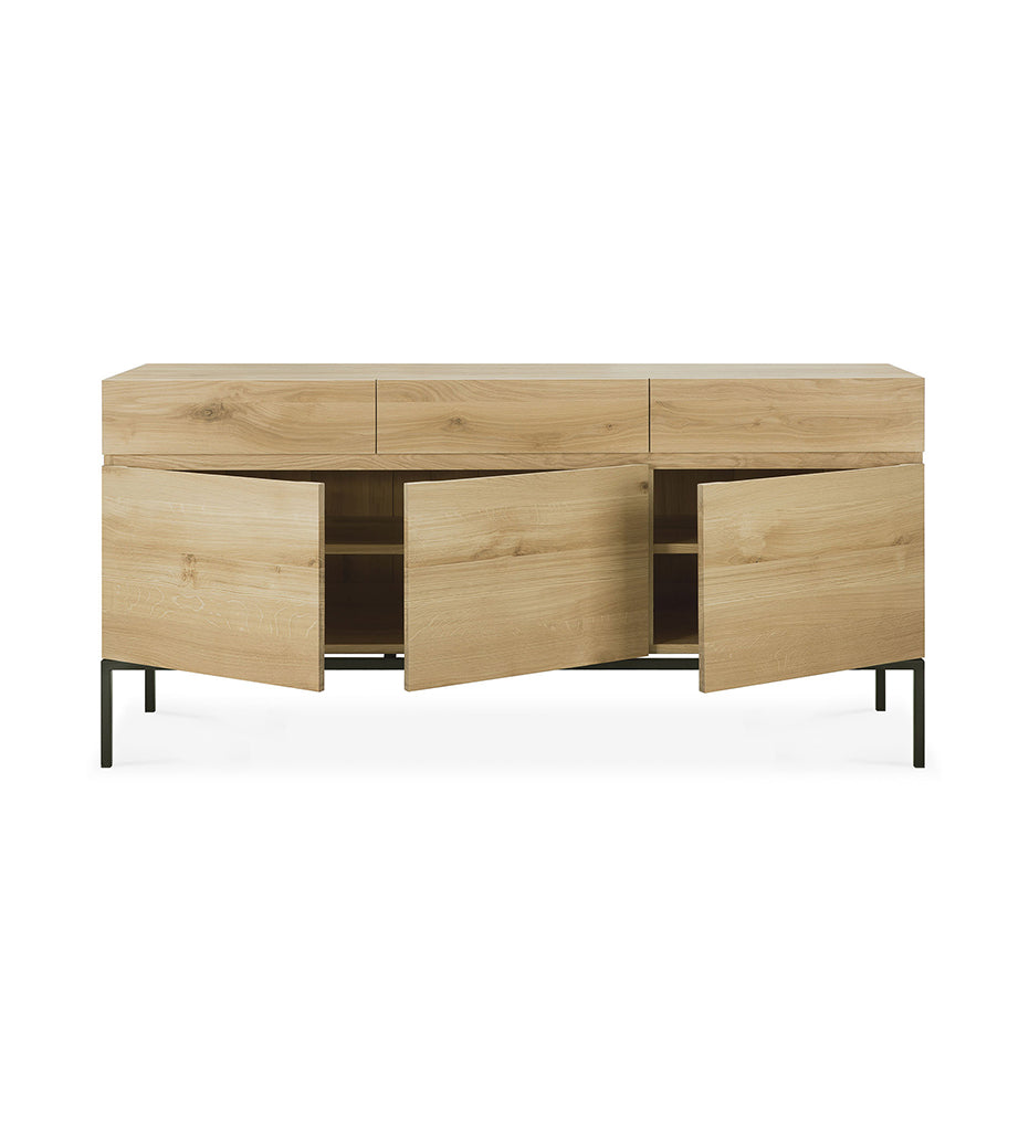 Oak Ligna Sideboard - Black Metal - 3 Doors