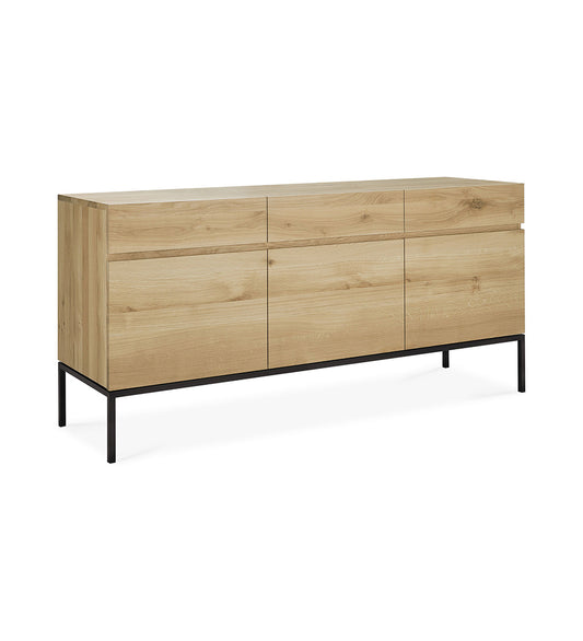 Oak Ligna Sideboard - Black Metal - 3 Doors