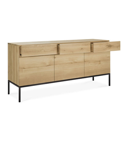 Oak Ligna Sideboard - Black Metal - 3 Doors