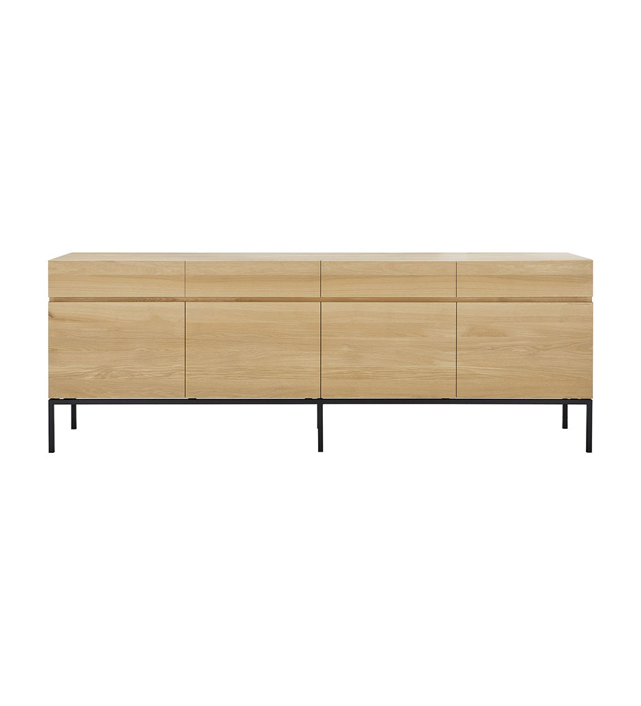 Oak Ligna Sideboard - Black Metal - 4 Doors