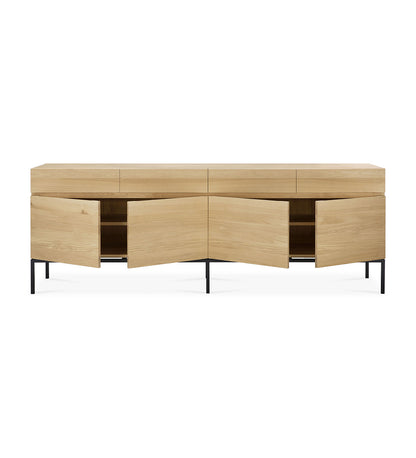 Oak Ligna Sideboard - Black Metal - 4 Doors