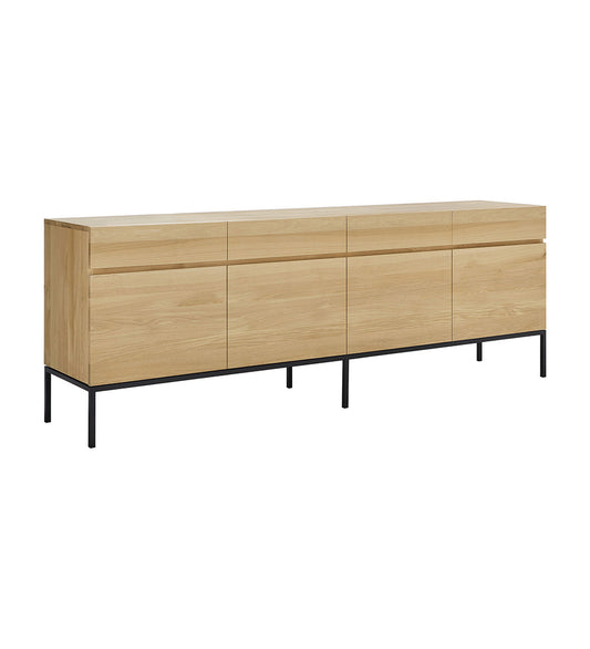 Oak Ligna Sideboard - Black Metal - 4 Doors