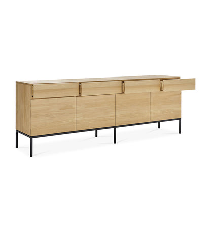 Oak Ligna Sideboard - Black Metal - 4 Doors