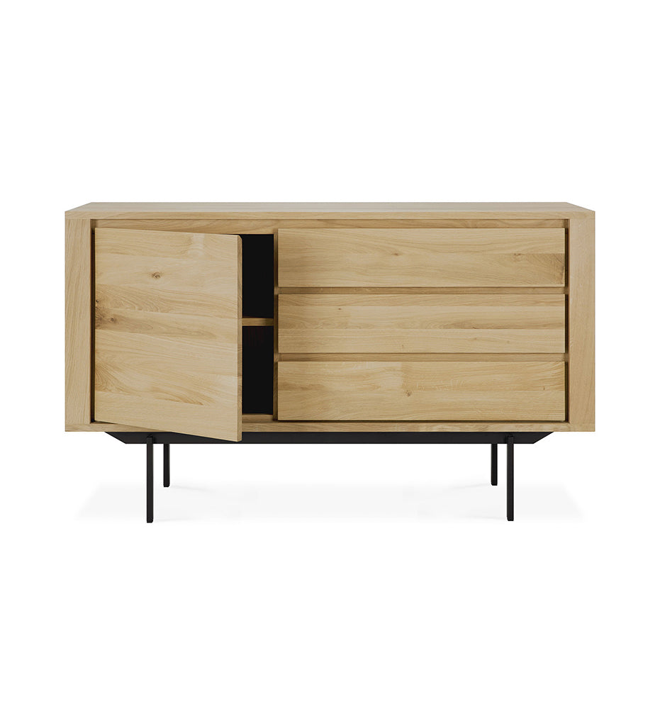 Oak Shadow Sideboard - Black Legs - 1 Door