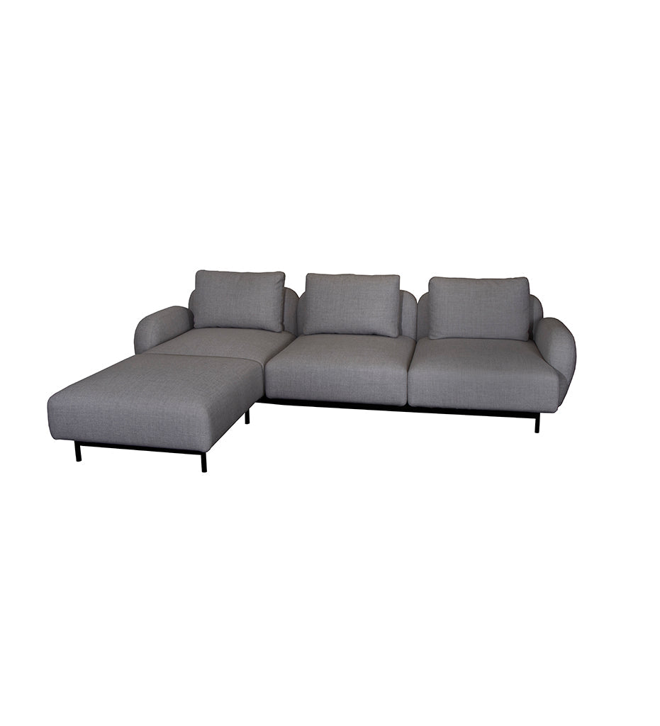 Aura 3-Seater Sofa w/ Low Armrest & Chaise Lounge - Right Facing