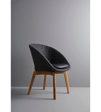 Peacock Rope Dining Chair w/ Black Teak Legs - Indoors