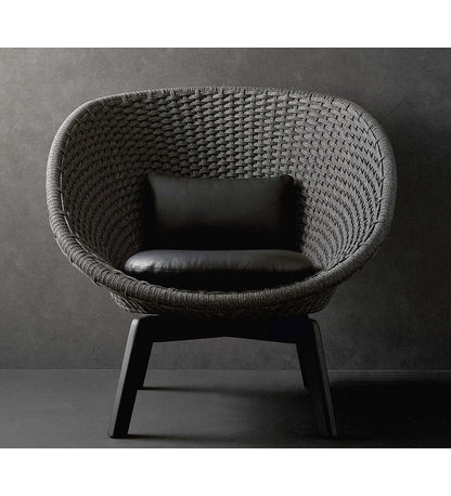 Peacock Rope Lounge Chair with Black Legs - Indoor