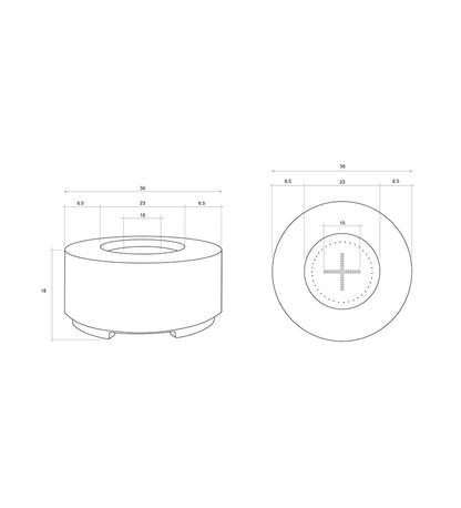 La Quinta Fire Bowl 36"- Rugged Diagram