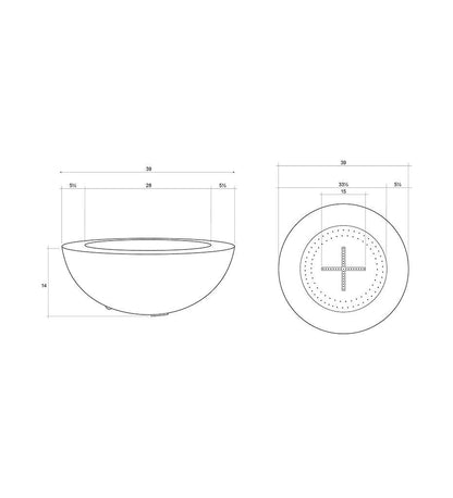 Escena Fire Bowl 39" - Thin Edge Diagram