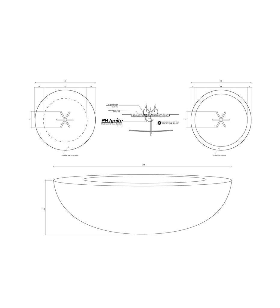 Escena Fire Bowl 70" (Match Lit) Diagram