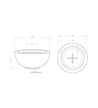 Escena Fire Bowl 39" - Tall Diagram