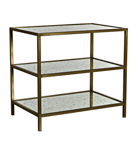 Noir 3 Tier Side Tables - Antique Brass and Antique Mirror GTAB658MB