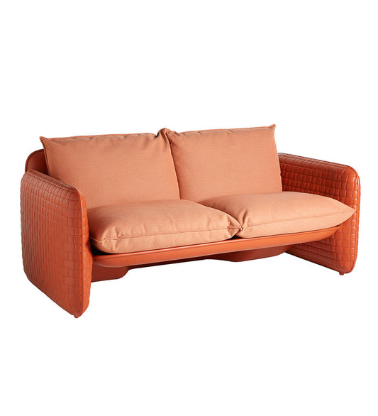 Slide Mara Sofa - Saddle Orange with Earth Orange cushions