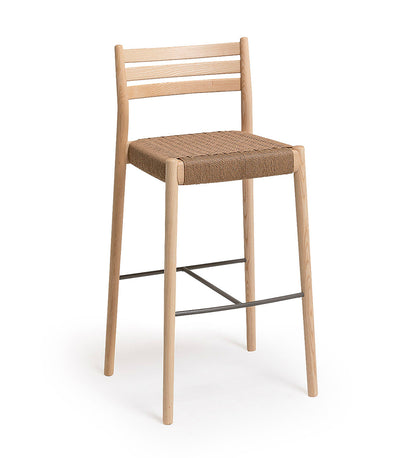 Verges Design Bogart Bar Stool with Backrest - Braided Paper Seat -