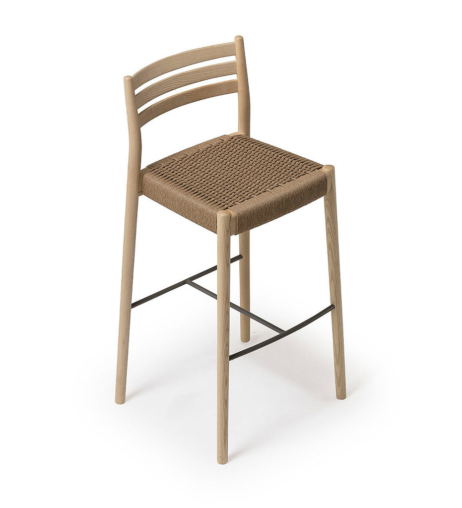 Verges Design Bogart Bar Stool with Backrest - Braided Paper Seat -