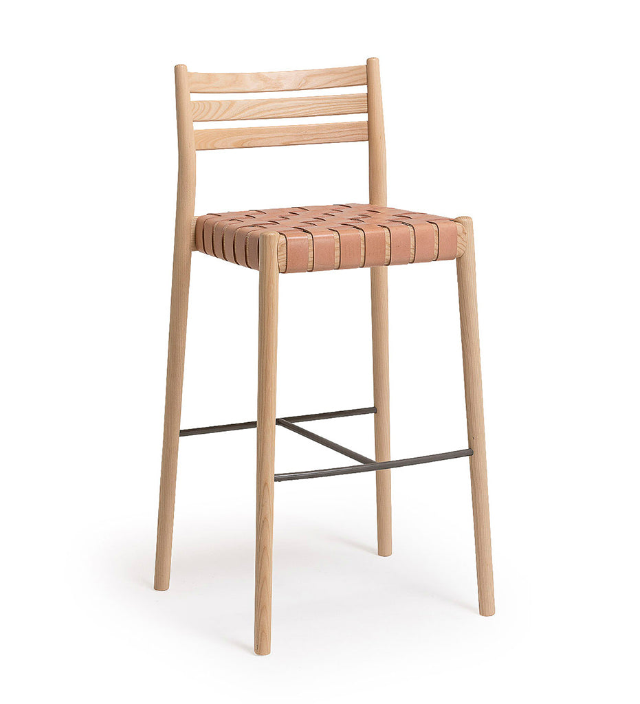 Verges Design Bogart Counter Stool with Backrest - Woven Cord Seat -