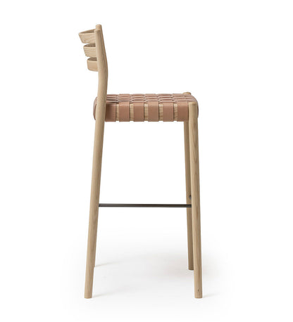 Bogart Bar Stool with Backrest - Woven Cord Seat