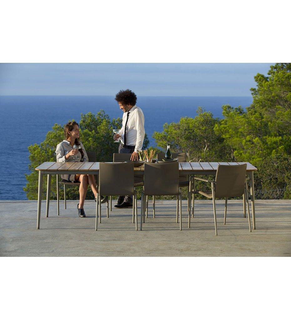 lifestyle, Cane-line Core Dining Table - Large 5029 Teak and Taupe Aluminum Outdoor