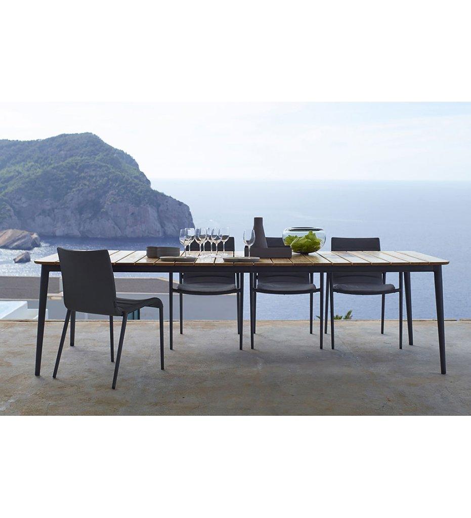 lifestyle, Cane-line Core Dining Table - Large 5029 Teak and Taupe Aluminum Outdoor