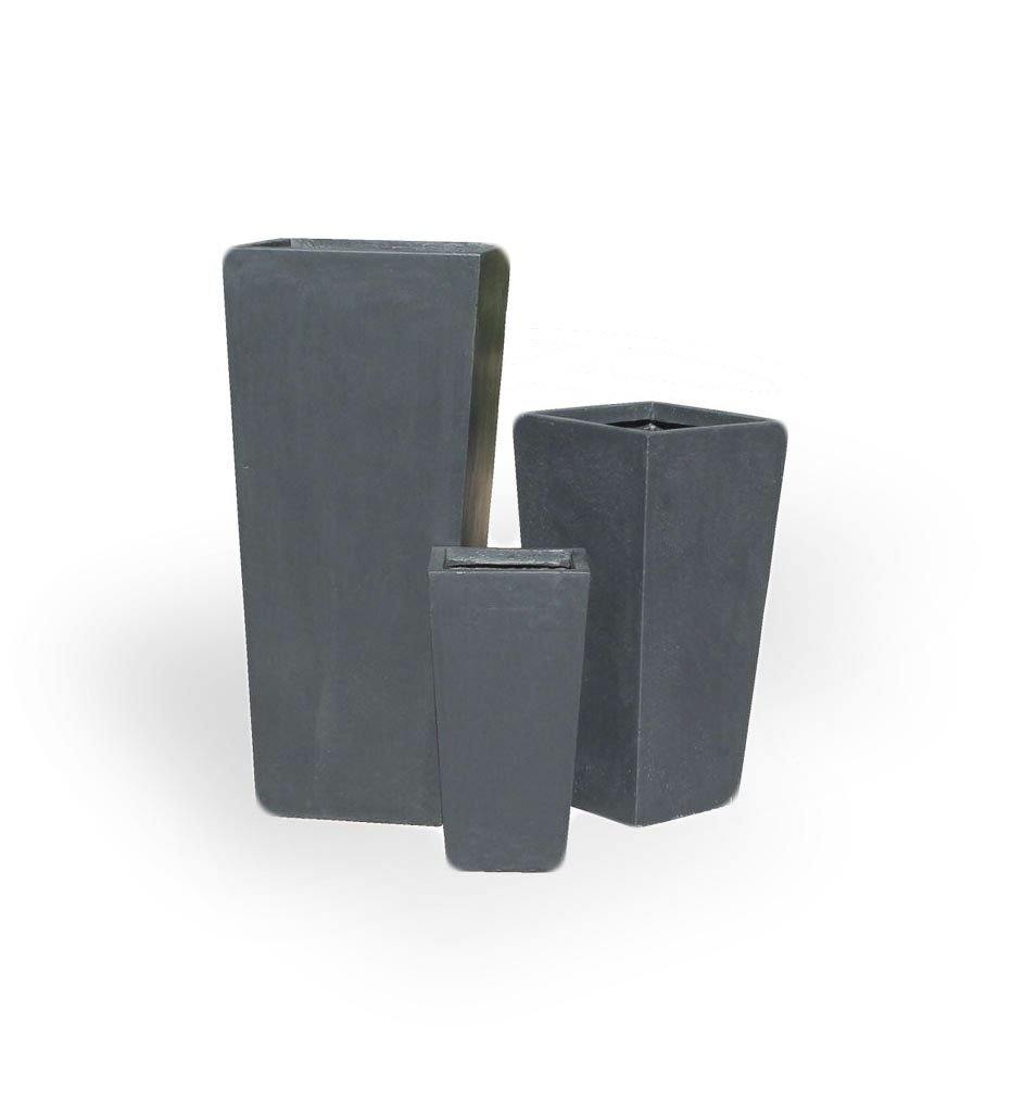 Allred Collaborative - Asian Ceramics - Clayfibre Tall Square Tapered Planter - Set of 3 - Clayfibre Tall Square Tapered Planter - Set of 3 - 3-624-DC