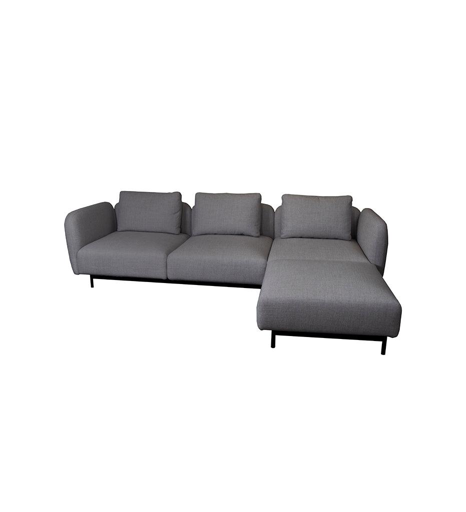 Allred Collaborative - Cane-line - Aura 3-Seater Sofa w/ High Armrest & Chaise Lounge - Right Facing - Aura 3-Seater Sofa w/ High Armrest & Chaise Lounge - Right Facing Aura 3-Seater Sofa w/ High Armrest & Chaise Lounge - Right Facing - Dark Grey Ambience 3003 AURA 1.3003