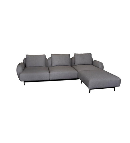 Allred Collaborative - Cane-line - Aura 3-Seater Sofa w/ Low Armrest & Chaise Lounge - Left Facing - Aura 3-Seater Sofa w/ Low Armrest & Chaise Lounge - Left Facing Aura 3-Seater Sofa w/ Low Armrest & Chaise Lounge - Left Facing - Dark Grey Ambience 3003 AURA 2.12-3003