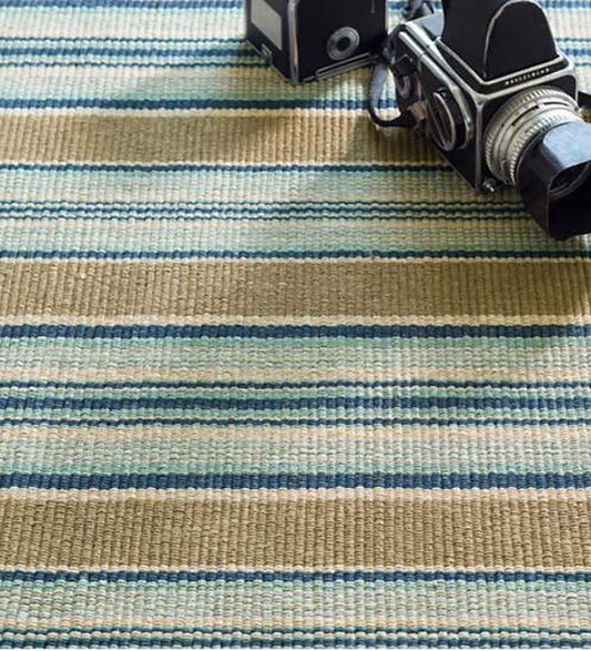 Allred Collaborative - Dash and Albert - Blue Heron Stripe Indoor/Outdoor Rug - Blue Heron Stripe Indoor/Outdoor Rug - DA142-23