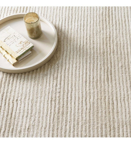 Allred Collaborative - Dash and Albert - Cut Stripe Ivory Hand Knotted Viscose / Wool Rug - Cut Stripe Ivory Hand Knotted Viscose / Wool Rug - RDA243-23