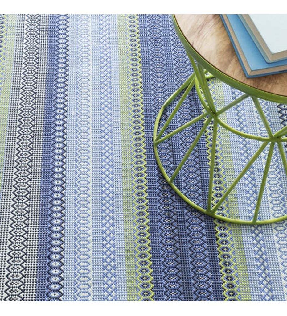 Allred Collaborative - Dash and Albert - Fiesta Stripe French Blue/Green Indoor/Outdoor Rug - Fiesta Stripe French Blue/Green Indoor/Outdoor Rug - DA662-23