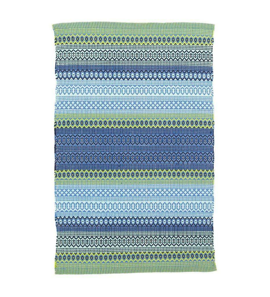 Allred Collaborative - Dash and Albert - Fiesta Stripe French Blue/Green Indoor/Outdoor Rug - Fiesta Stripe French Blue/Green Indoor/Outdoor Rug - DA662-23